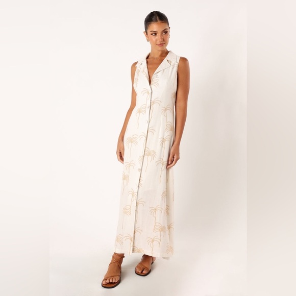 Petal & pup Palm linen button up maxi dress nwot - Picture 1 of 6